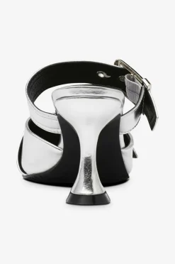 Bianco Sandaletter biaGlam Mule Double Buckle Metallic PU