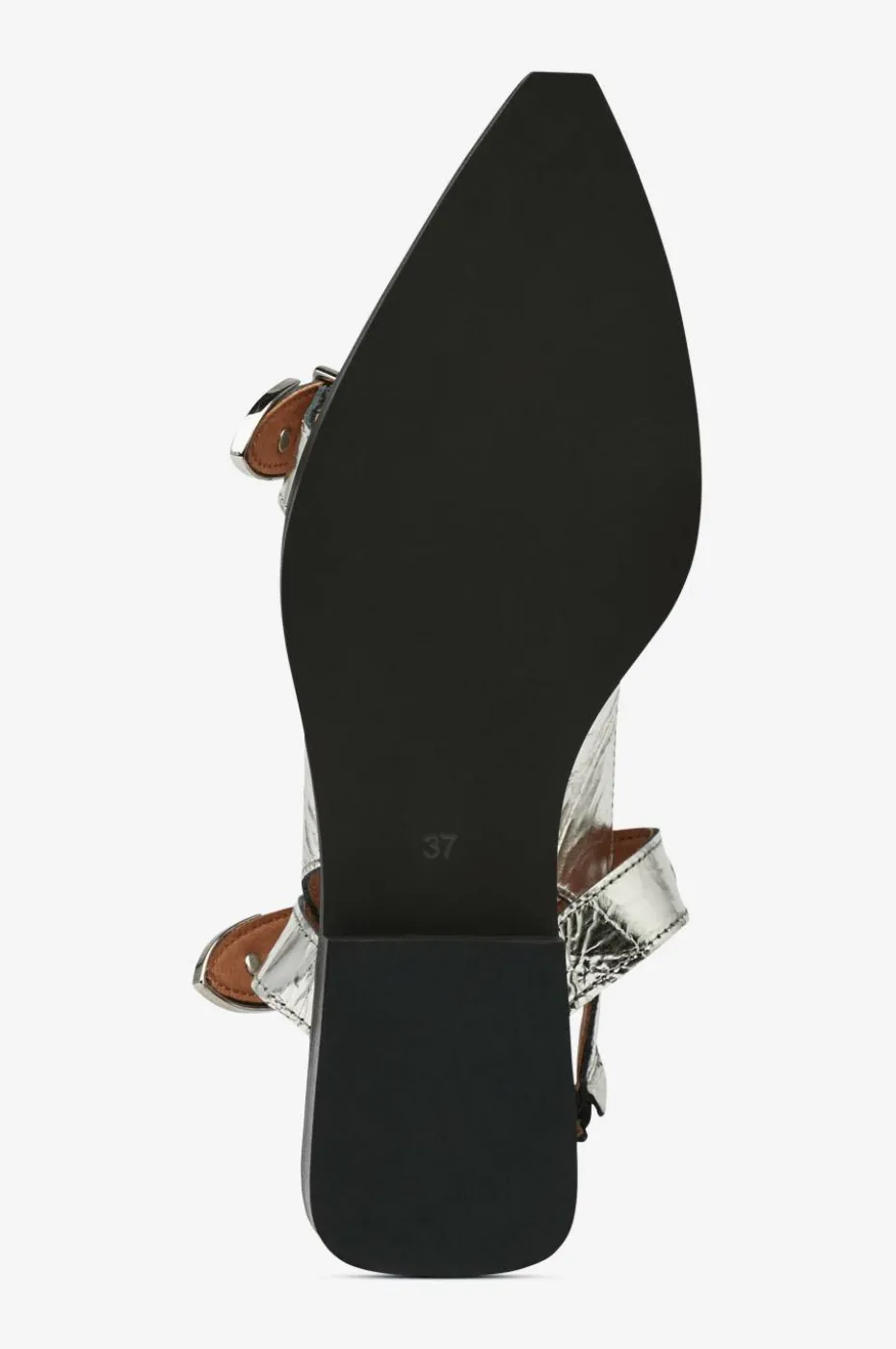 Bianco Slingbackser biaVictoria Buckle Tumbled Metallic Leather