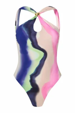 By Malina Badedrakt Lonita Gold Embellished Multiway Swimsuit