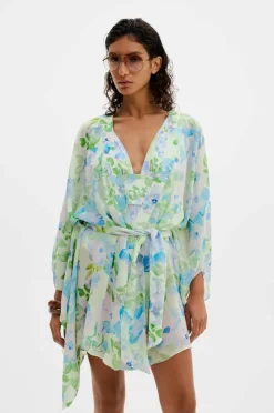 By Malina Kaftan Ace Tie Front Mini Kaftan