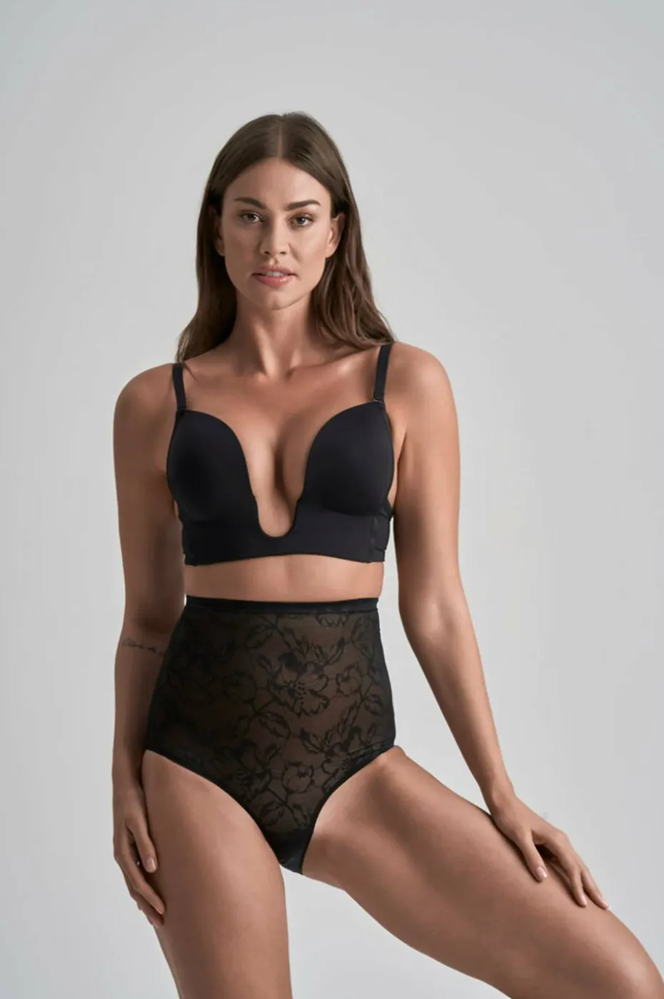 Bye Bra Shapingtruse Lacy High Waist Shaping Brief - medium support