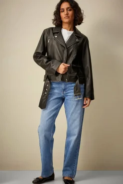 Ellos Collection Biker jakke i skinn Premium