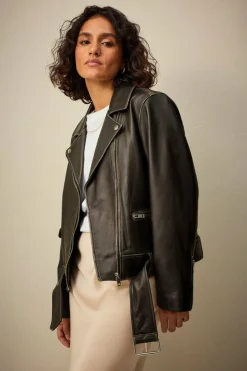 Ellos Collection Biker jakke i skinn Premium