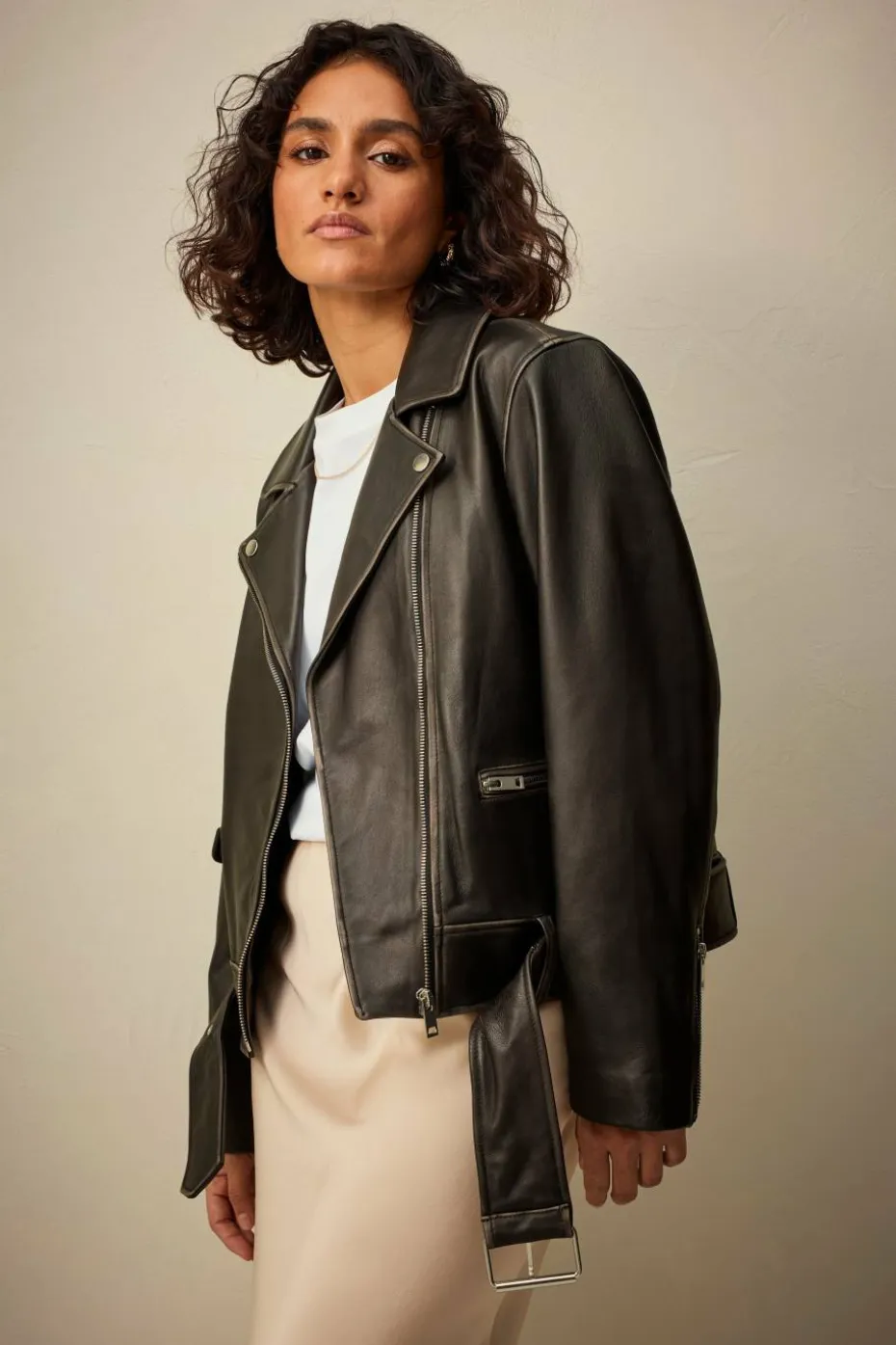 Ellos Collection Biker jakke i skinn Premium