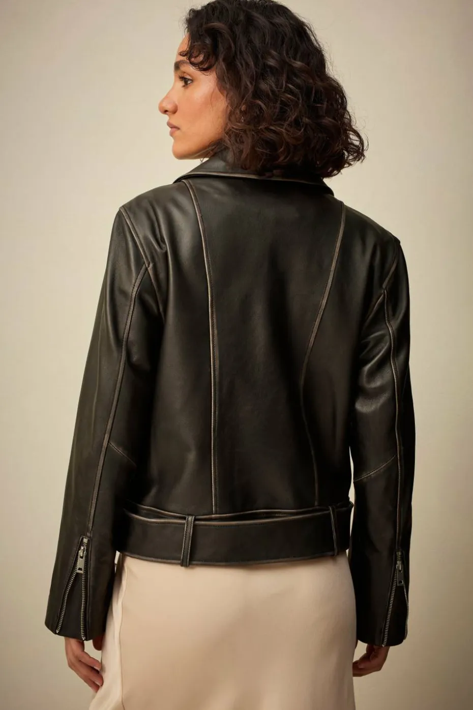 Ellos Collection Biker jakke i skinn Premium