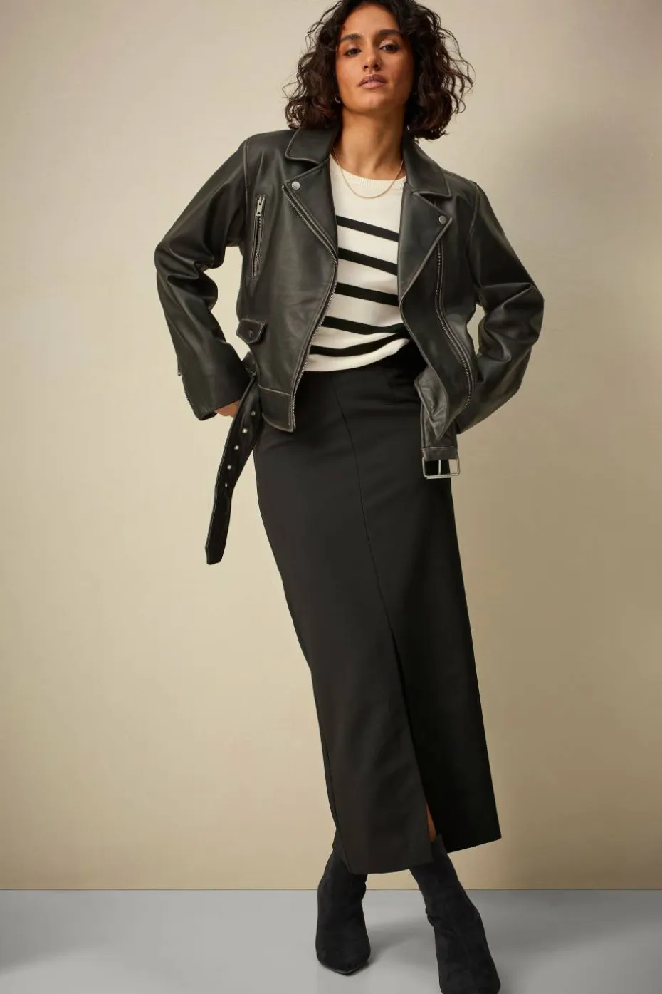 Ellos Collection Biker jakke i skinn Premium