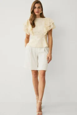 Ellos Collection Blondebluse med volanger