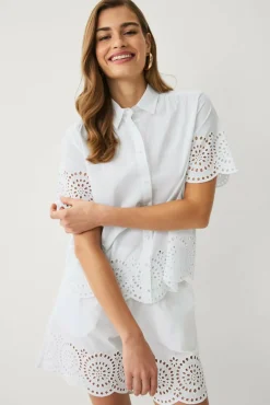 Ellos Collection Bluse med brodert hullmønster