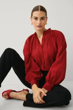 Ellos Collection Bluse med blondedetaljer