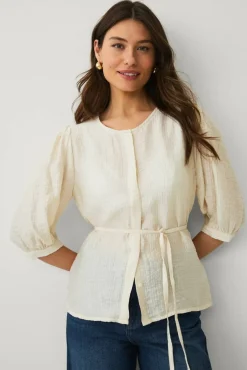 Ellos Collection Bluse med knytbar tråd