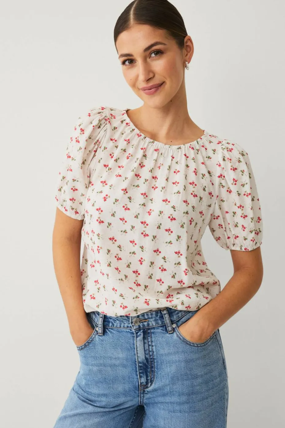 Ellos Collection Bluse med puffermer