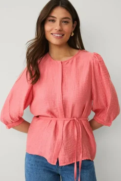 Ellos Collection Bluse med knytbar tråd