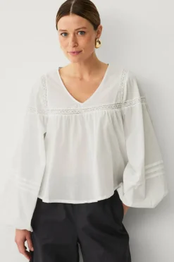 Ellos Collection Bluse med blondeinnsatser