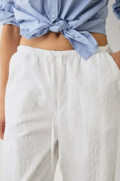 Ellos Collection Brede bukser med broderie anglaise