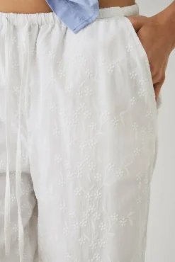 Ellos Collection Brede bukser med broderie anglaise
