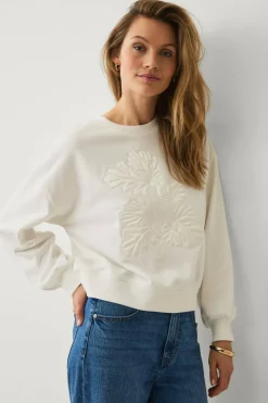 Ellos Collection Collegegenser med dekorativ blomsterapplikasjon