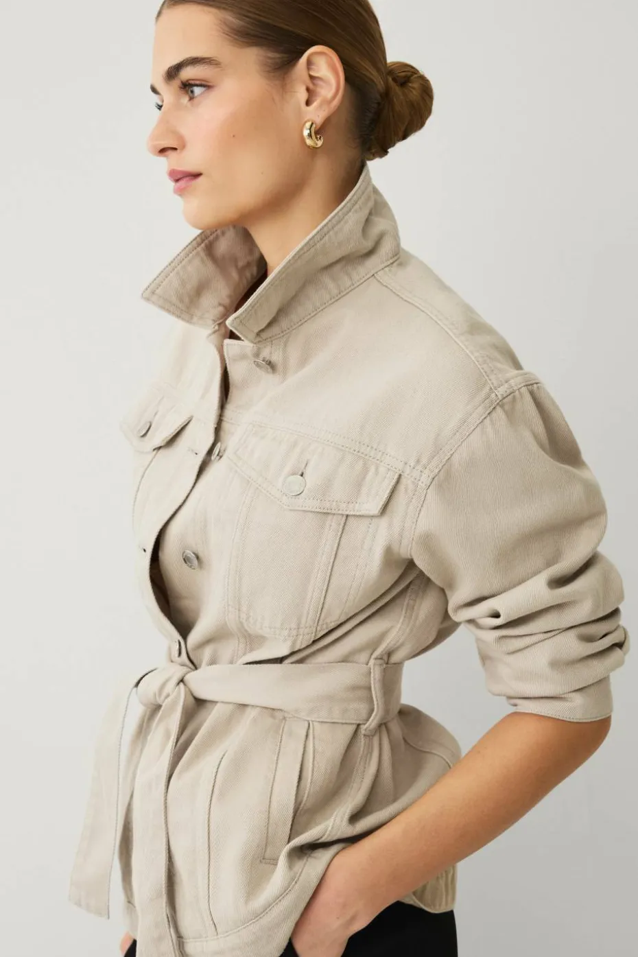 Ellos Collection Denim jakke med knytbart belte