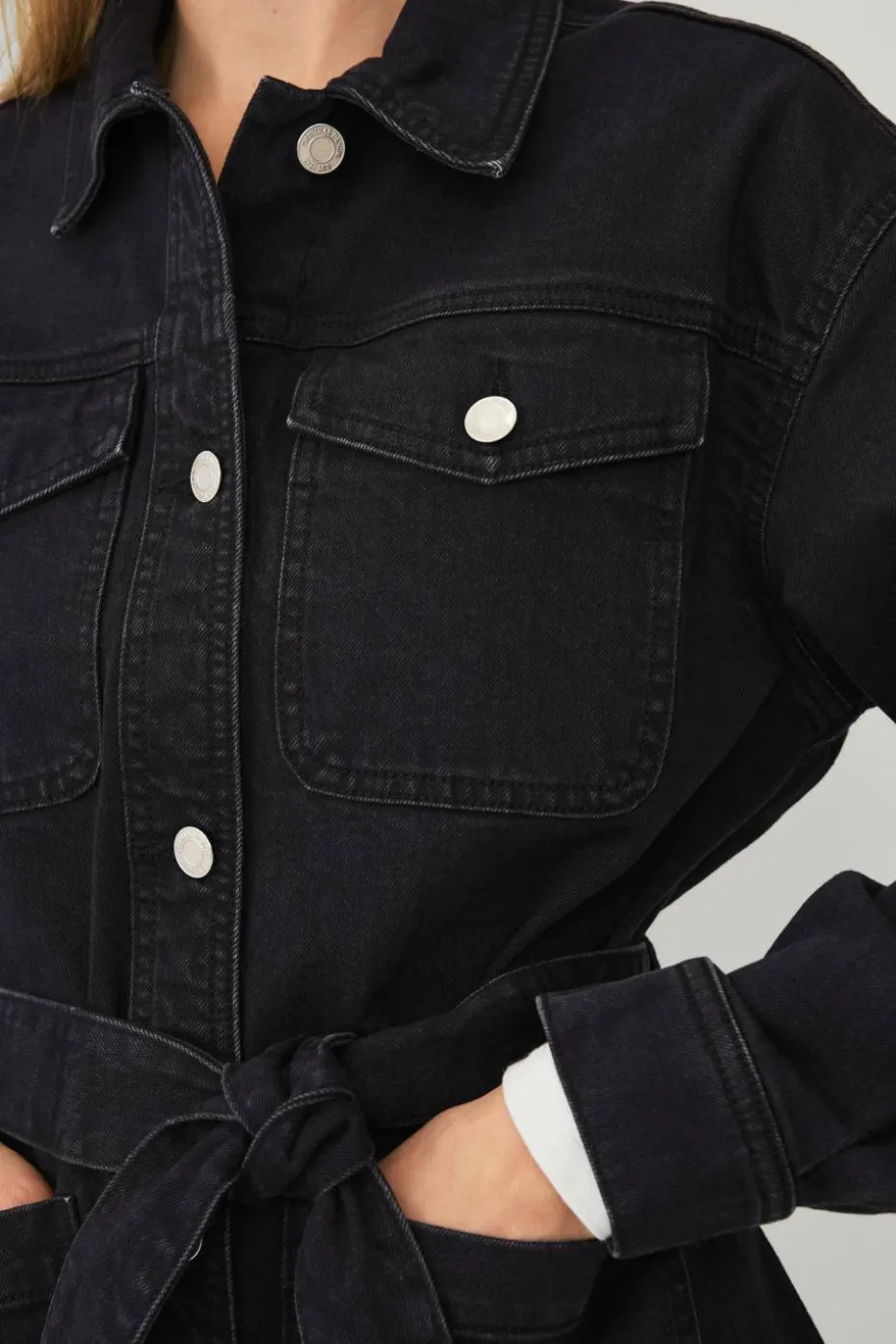 Ellos Collection Denim jakke med knytebelte