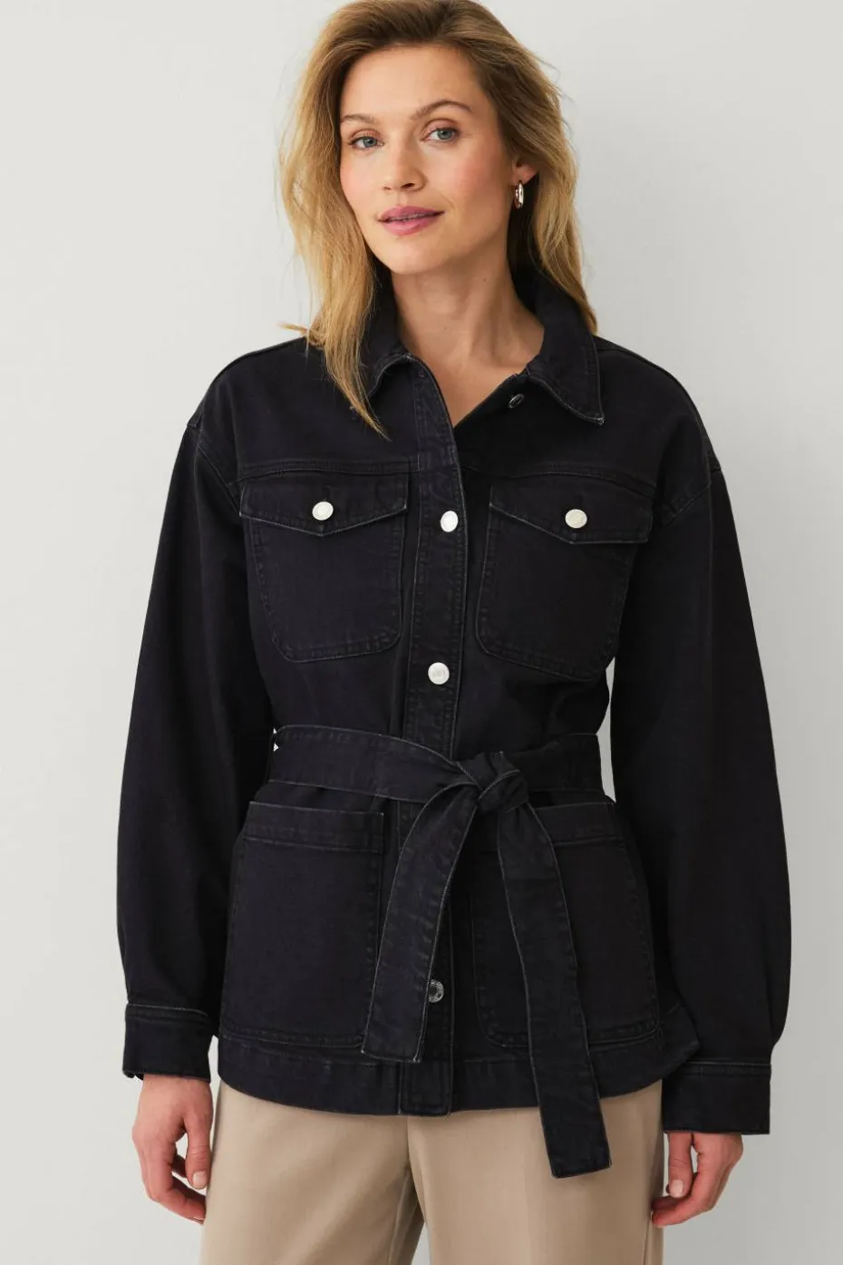 Ellos Collection Denim jakke med knytebelte