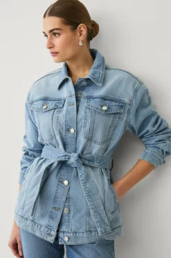 Ellos Collection Denim jakke med knytbart belte