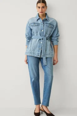 Ellos Collection Denim jakke med knytbart belte