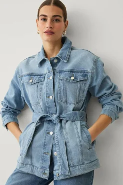 Ellos Collection Denim jakke med knytbart belte
