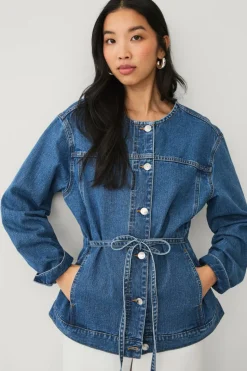 Ellos Collection Denim jakke med knytbare belter