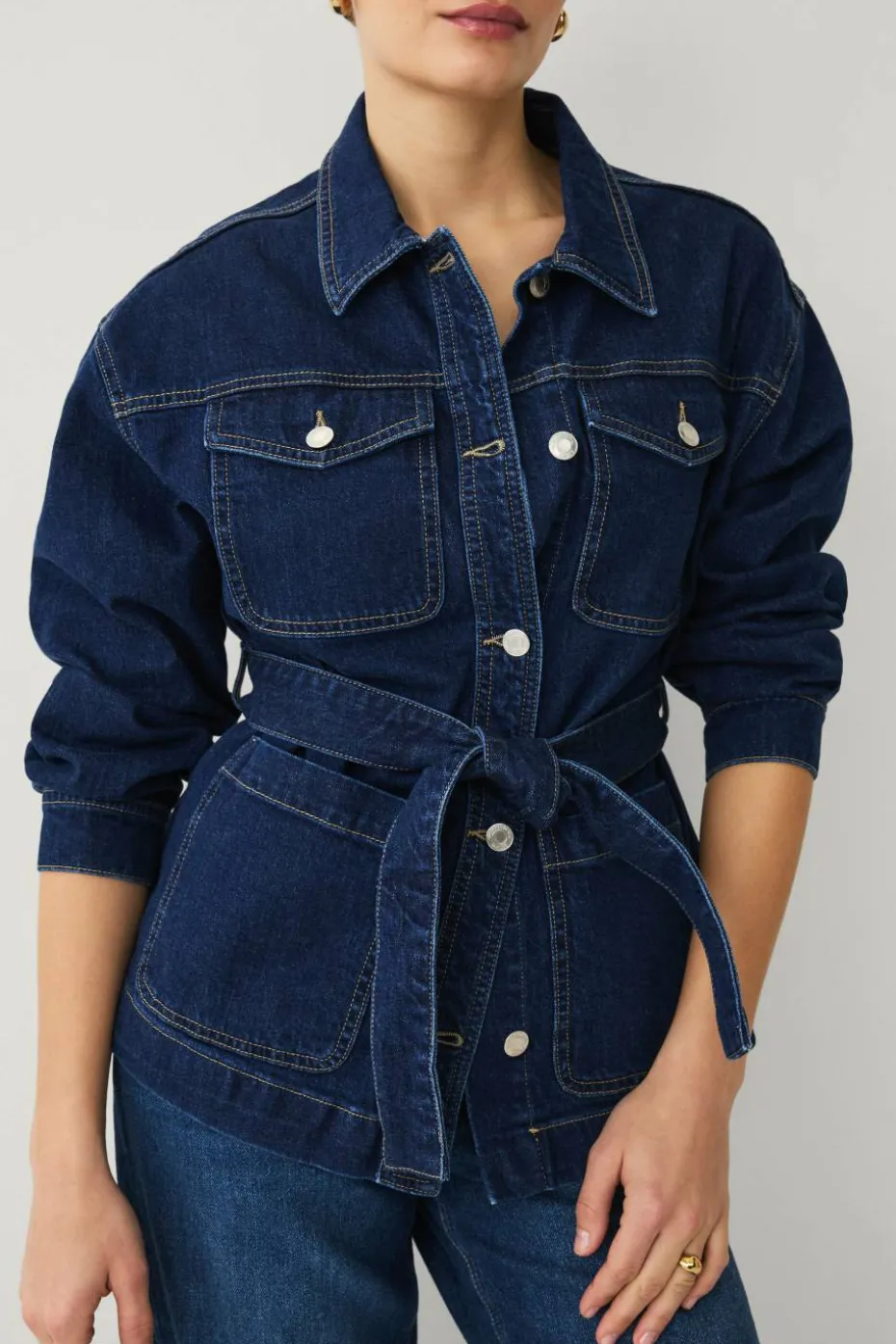 Ellos Collection Denim jakke med knytebelte
