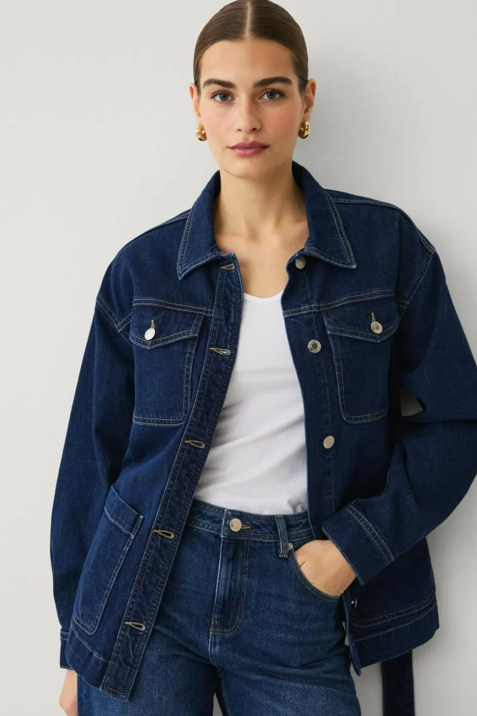 Ellos Collection Denim jakke med knytebelte
