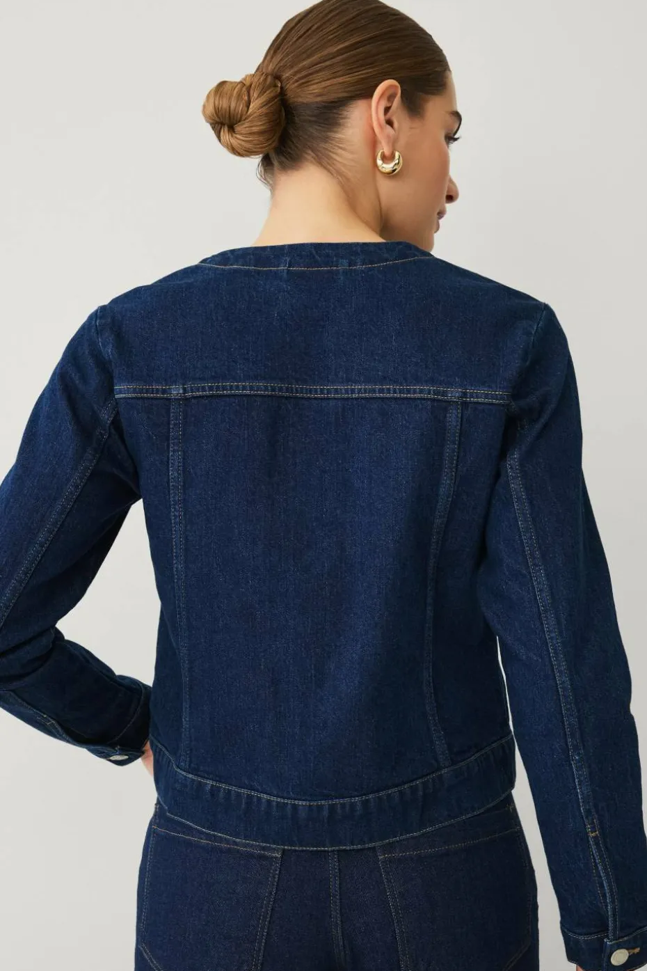 Ellos Collection Denim jakke med avrundet hals