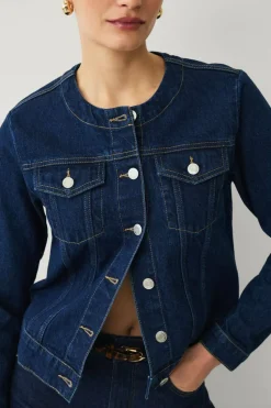 Ellos Collection Denim jakke med avrundet hals