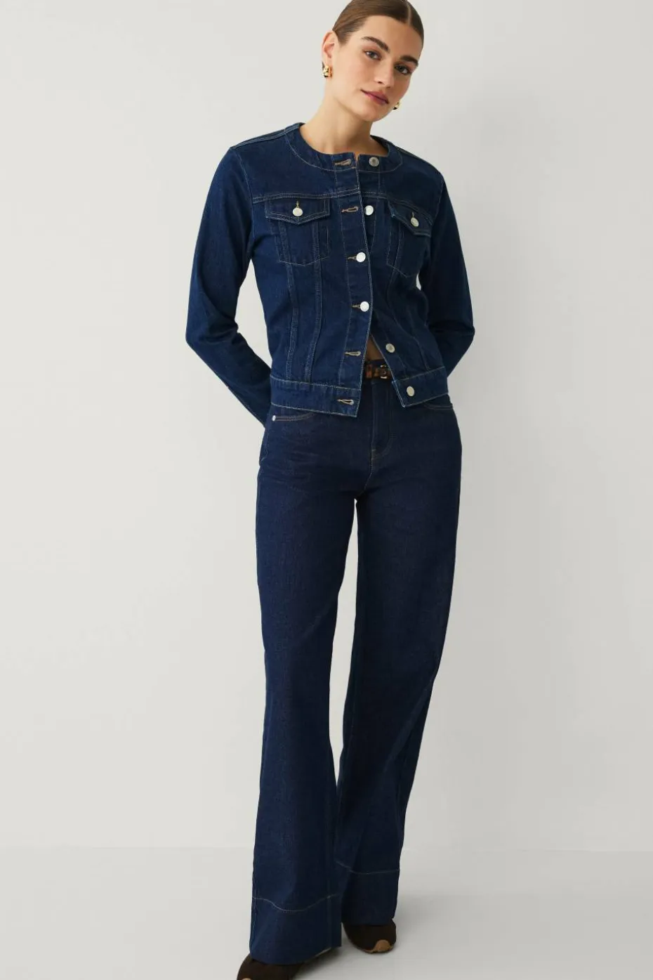 Ellos Collection Denim jakke med avrundet hals
