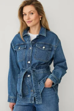 Ellos Collection Denim jakke med knytebelte