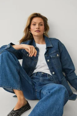 Ellos Collection Denim jakke med knytebelte