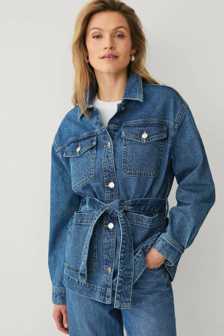 Ellos Collection Denim jakke med knytebelte