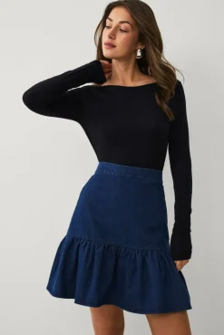 Ellos Collection Denim skjørt med volang