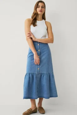 Ellos Collection Denim skjørt med volang