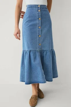 Ellos Collection Denim skjørt med volang
