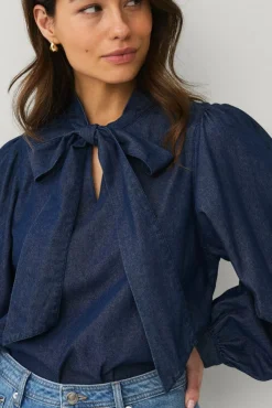 Ellos Collection Denimbluse med ballongermer