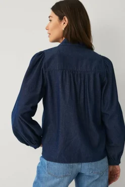 Ellos Collection Denimbluse med ballongermer