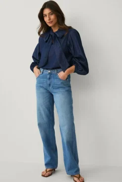 Ellos Collection Denimbluse med ballongermer