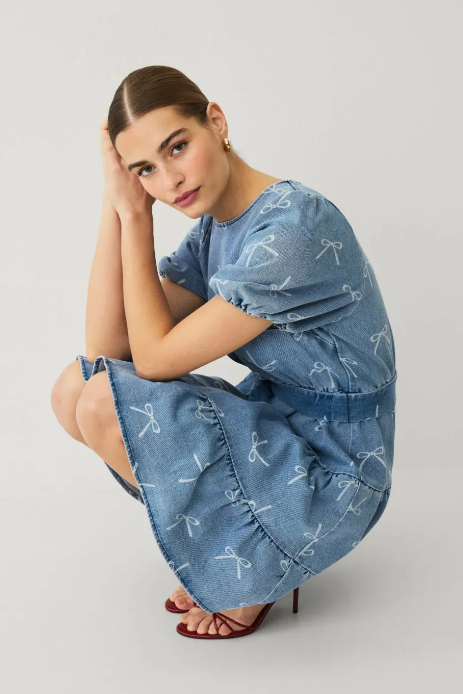 Ellos Collection Denimkjole med korte puffermer