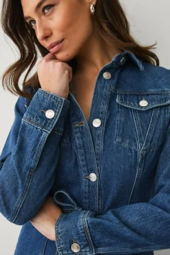 Ellos Collection Denimkjole med knytbart belte