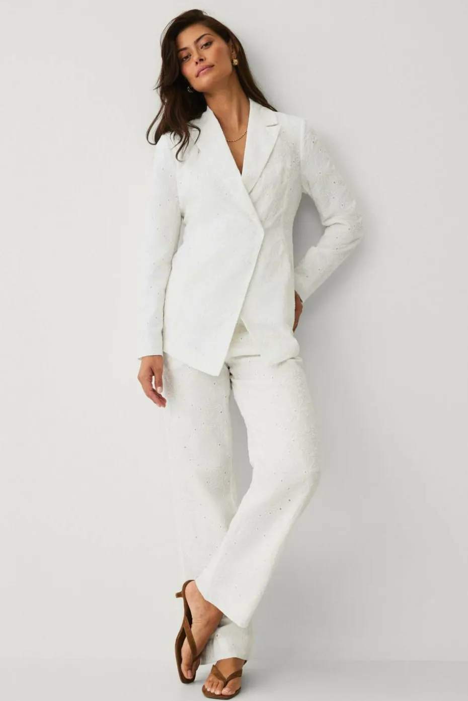 Ellos Collection Dressbukse med broderie anglaise