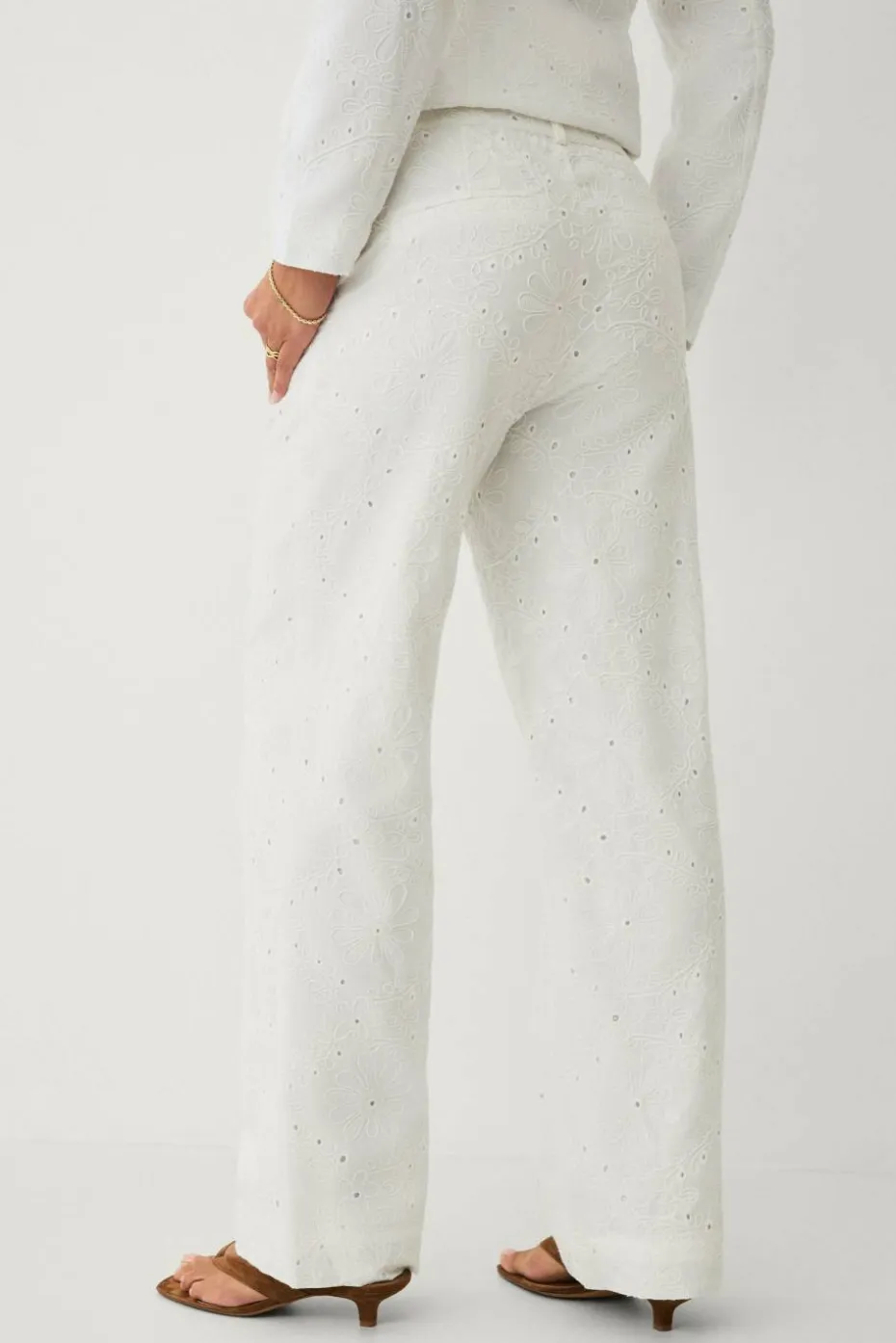 Ellos Collection Dressbukse med broderie anglaise