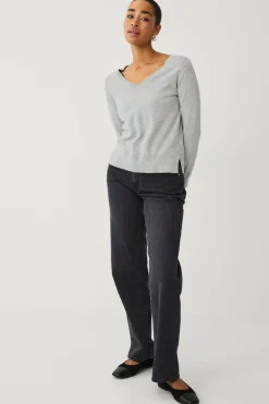 Ellos Collection Finstrikket genser med v-hals