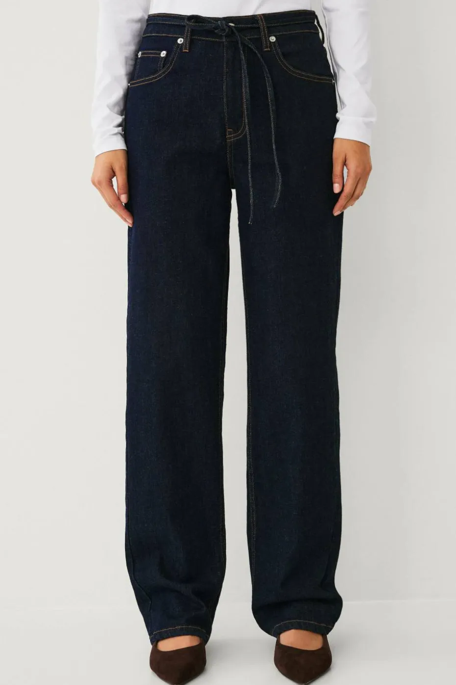 Ellos Collection Jeans med vide ben og bindebånd i midjen