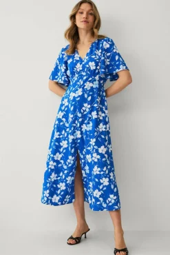Ellos Collection Maxikjole med draperte volangermer