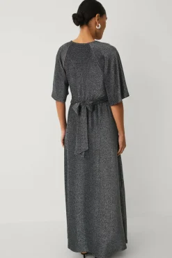 Ellos Collection Maxikjole i lurex med knytbart belte