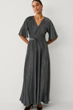 Ellos Collection Maxikjole i lurex med knytbart belte